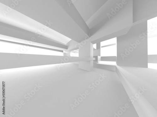 Illuminated corridor interior design. Empty Room Interior Background