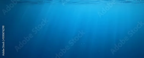 Panel kuchenny z motywem ocean underwater rays of light background, under blue water sunlight