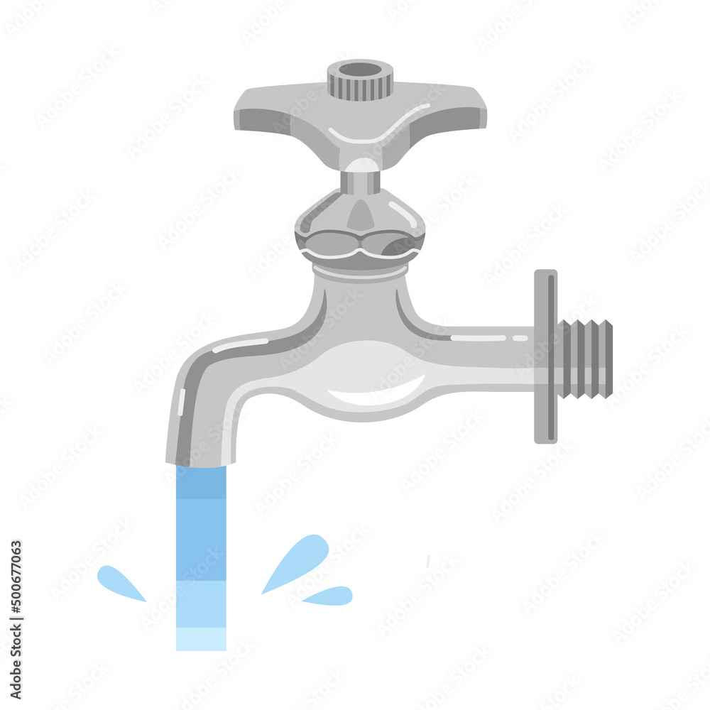 水道の蛇口から出る水のイラスト(単水栓) 水道の蛇口から出る水のイラスト(単水栓)