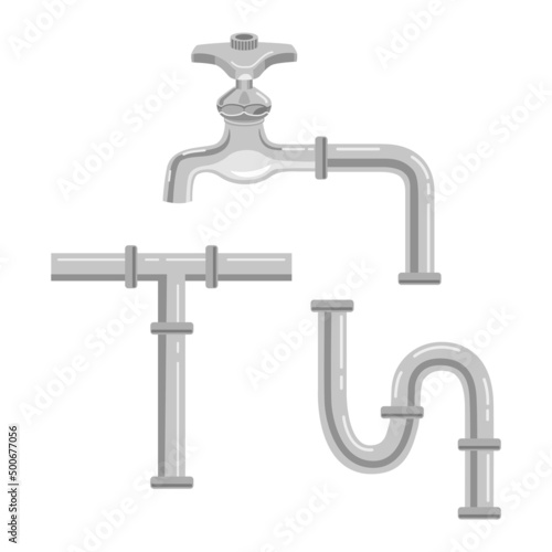 水道管のイラスト（単水栓・3種類）