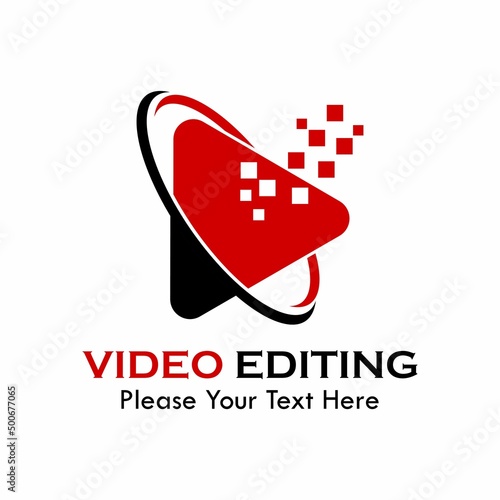 Video editing symbol logo template illustration