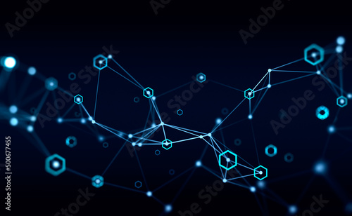 Obraz na płótnie Connection lines, digital circuit, network and data storage