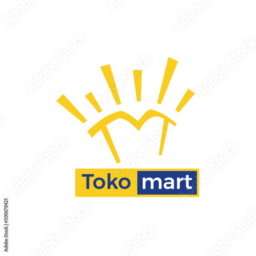 Letter M sun mart logo Initial. Initial M store simple modern logo design. Flat and minimalist brand identity