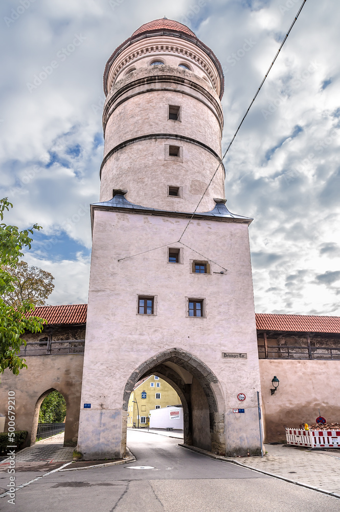 Nördlingen, Germany. Fortress gate and Daining tower of the same name, XVI century