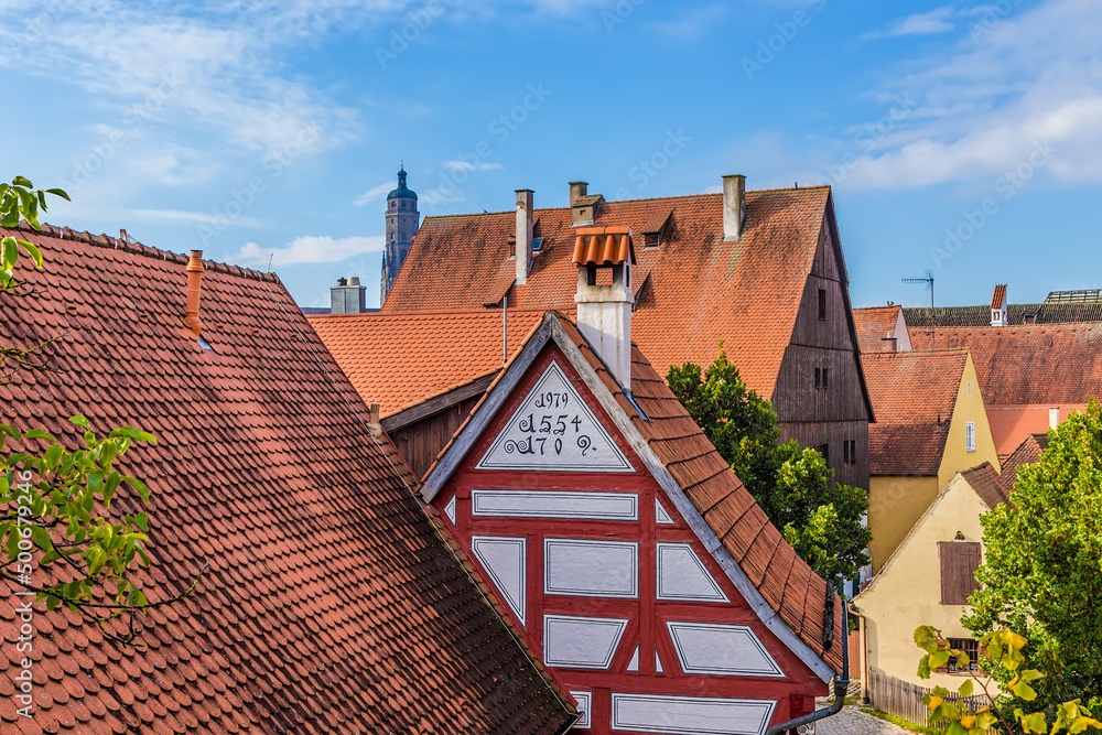 Nördlingen, Germany. Tiled roofs of the city
