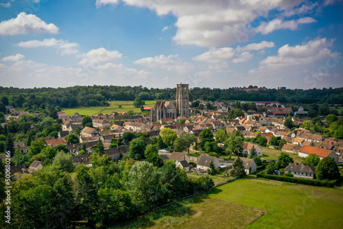 aerial view on the city of Larchant in France