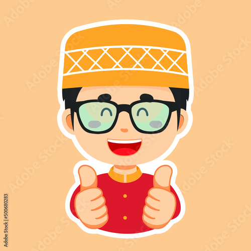 Happy Muslim Character Sticker