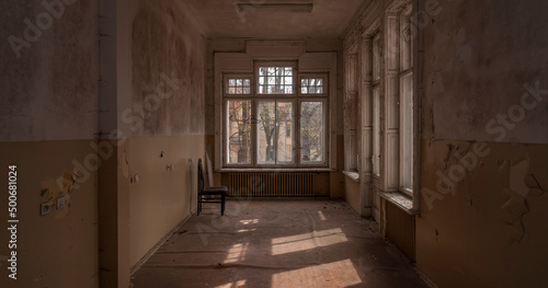 Urban exploration in an old abandoned hospital in a historic villa in Poland