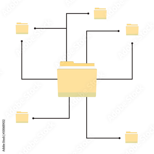 Work cloud network, document flow and synchronization chart
