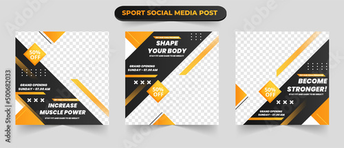 Set of gym and training sports for social media post banner promotional banner and flyer template design