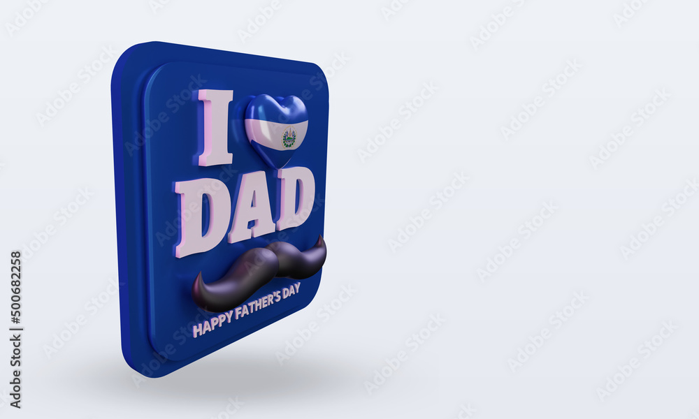 3d fathers day El Salvador love flag rendering left view 3d fathers day El Salvador love flag rendering left view