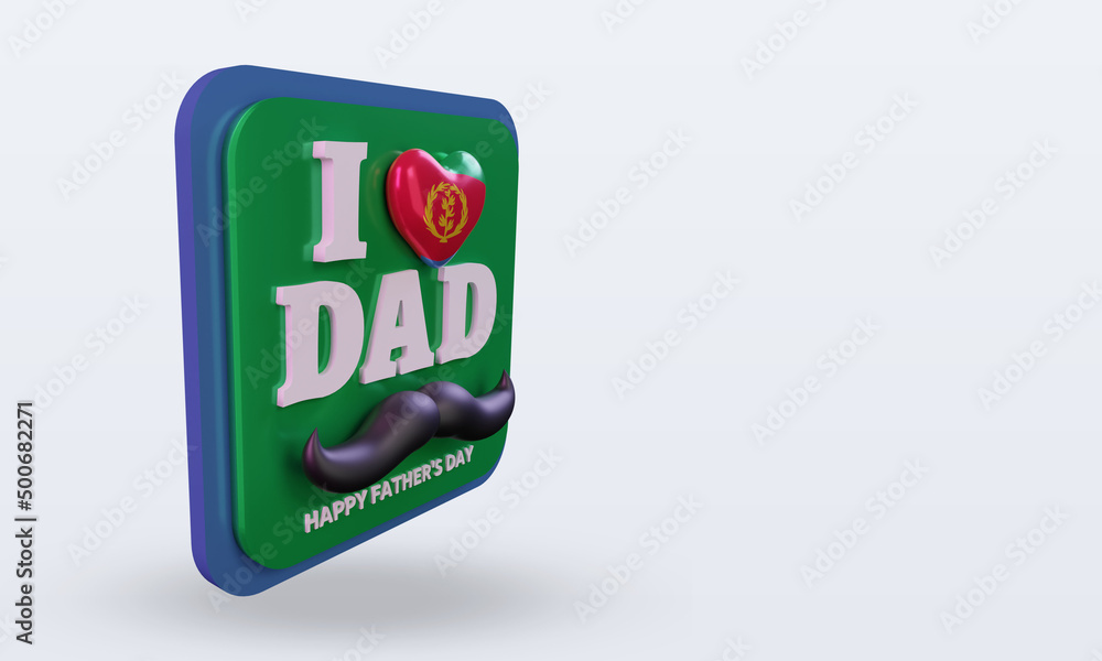 3d fathers day Eritrea love flag rendering left view 3d fathers day Eritrea love flag rendering left view