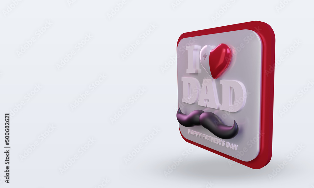 3d fathers day Malta love flag rendering right view
