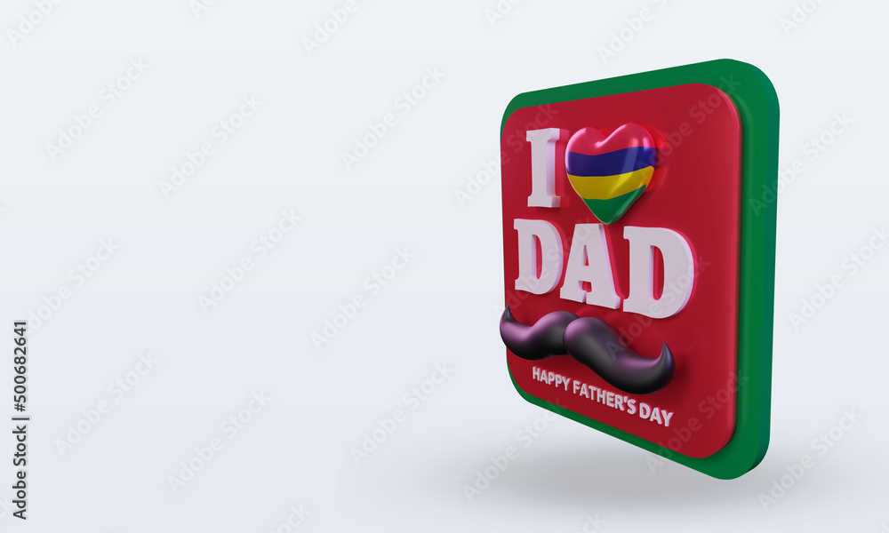 3d fathers day Mauritius love flag rendering right view 3d fathers day Mauritius love flag rendering right view