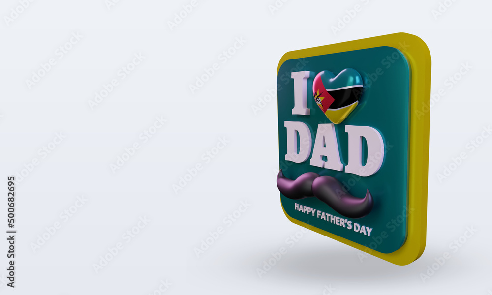 3d fathers day Mozambique love flag rendering right view 3d fathers day Mozambique love flag rendering right view