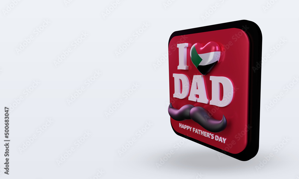 3d fathers day Sudan love flag rendering right view 3d fathers day Sudan love flag rendering right view