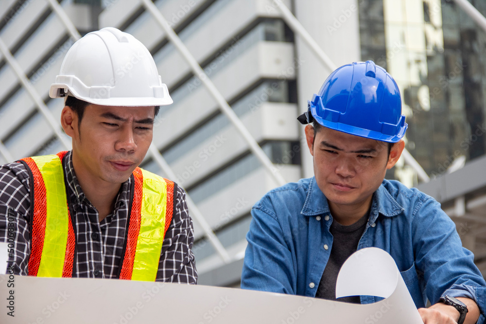 Engineer teamwork discuss and planning for job. Engineer teamwork discuss and planning for job.