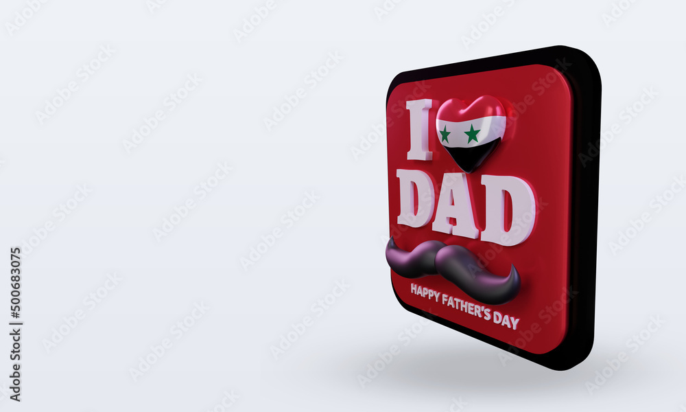 3d fathers day Syria love flag rendering right view