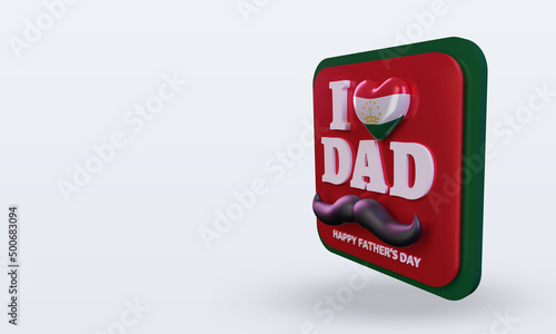 3d fathers day Tajikistan love flag rendering right view