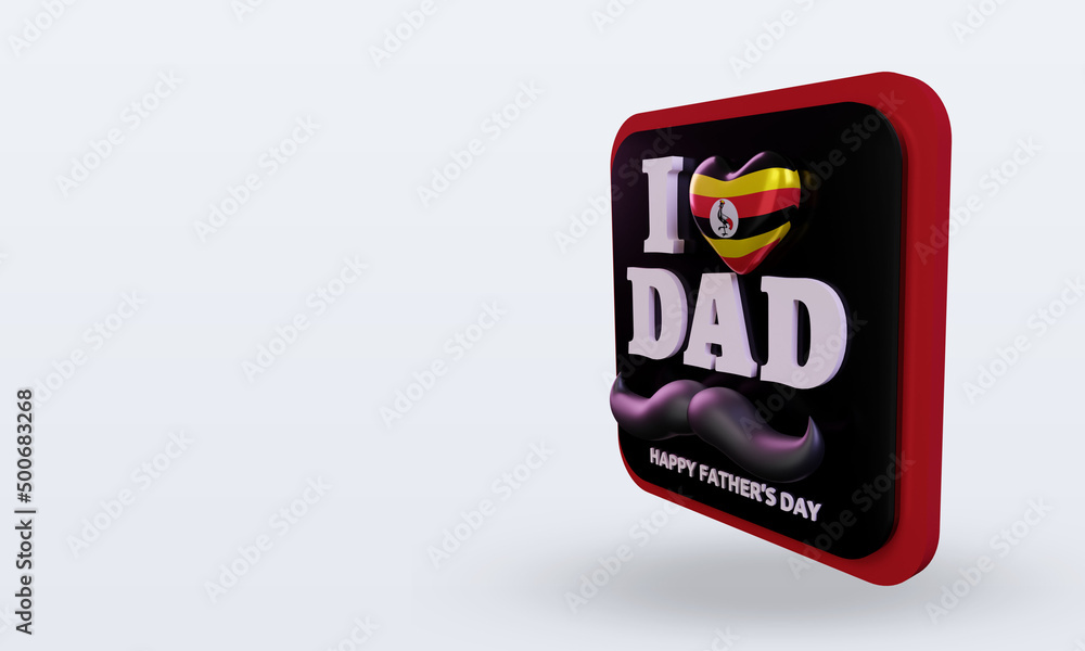 3d fathers day Uganda love flag rendering right view 3d fathers day Uganda love flag rendering right view