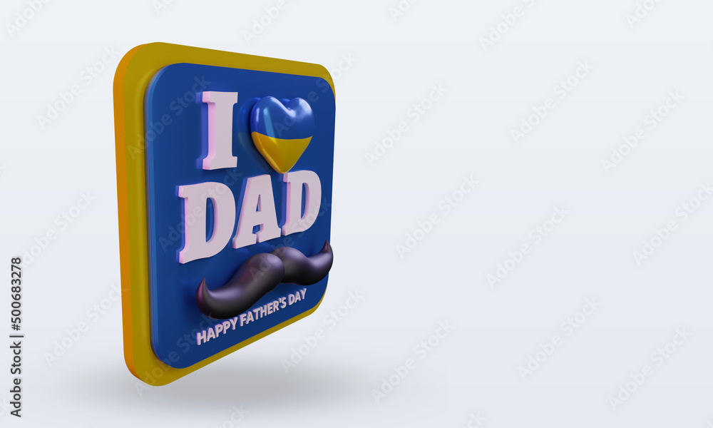 3d fathers day Ukraine love flag rendering left view 3d fathers day Ukraine love flag rendering left view
