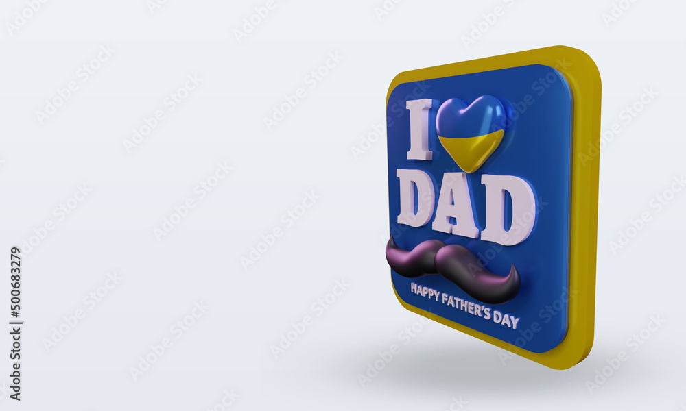 3d fathers day Ukraine love flag rendering right view 3d fathers day Ukraine love flag rendering right view