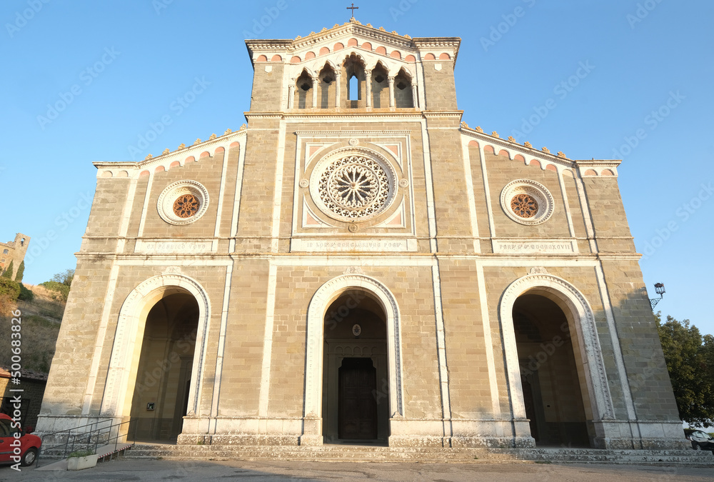 Beautiful view of tuscan San Margherita church in Cortona town, Tuscany,Italy Beautiful view of tuscan San Margherita church in Cortona town, Tuscany,Italy