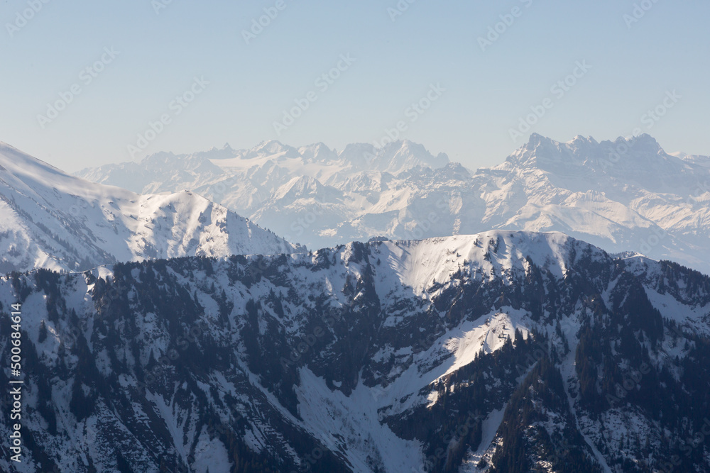 Panorama sur les Alpes enneigées