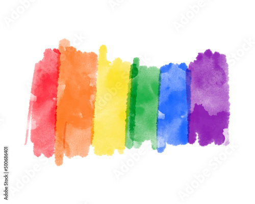 Cute vector rainbow watercolor paint textured, colorful stripes in color of LGBT community. Artistic watercolor hand drawn paint brush horizontal background template for Pride Month, LGBTQ celebration