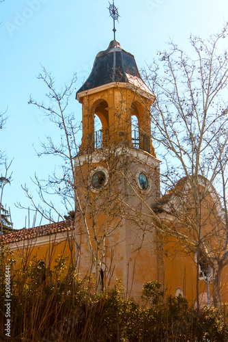 Obraz w ramie Campanario en la ciudad de Guadalajara, Castilla La Mancha, España.
