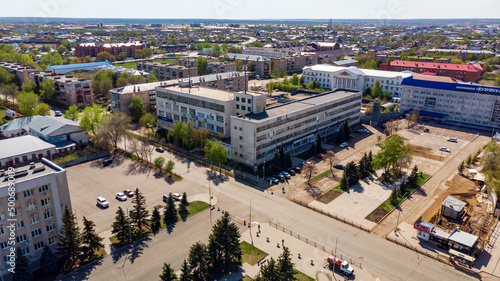streets of the city of Buzuluk from above, a provincial town of Russia