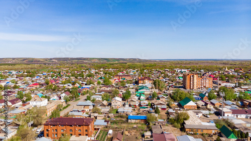 streets of the city of Buzuluk from above, a provincial town of Russia