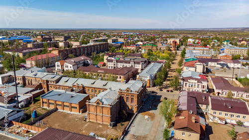 streets of the city of Buzuluk from above, a provincial town of Russia