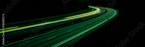 lights of cars with night. long exposure, light lines