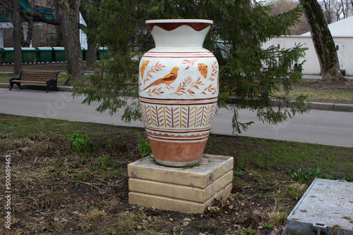 Large vase standing in the city park