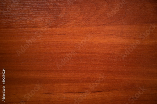 Photo of the texture of natural mahogany. Wood background for text.The wooden wall is red.