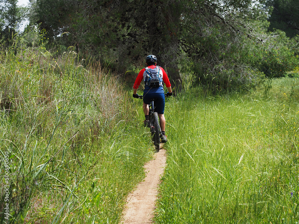 Cyclist on the Israeli single track