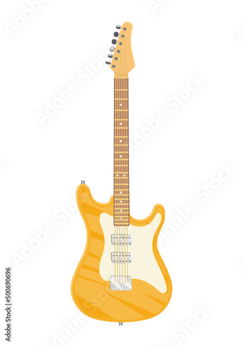 Icon of musical instrument, electric yellow guitar classical form. Symbol, icon for web site, mobile applications, games