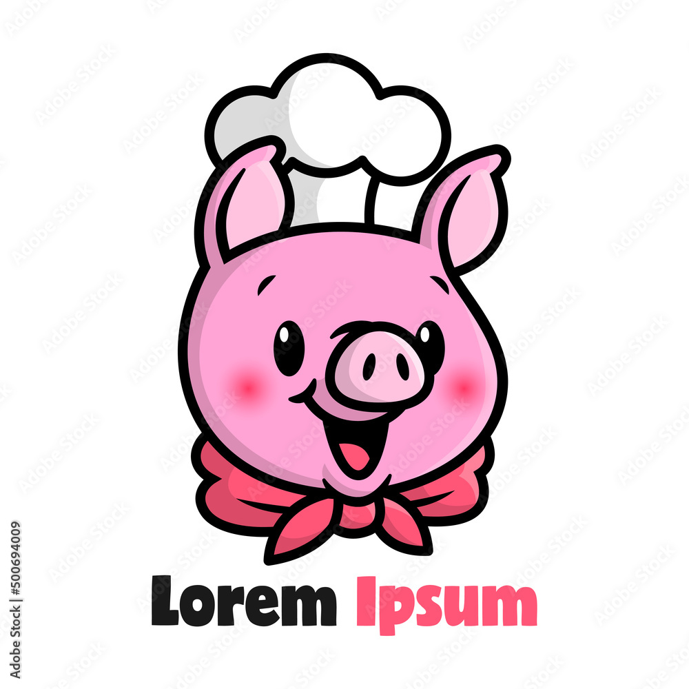 AN HAPPY FACE PIG CHEF CARTOON MASCOT DESIGN. AN HAPPY FACE PIG CHEF CARTOON MASCOT DESIGN.