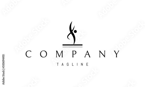 Vector logo on which an abstract image of a dancing person in the form of the letter X.