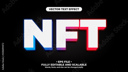 NFT Minimalist White Pink and Blue Logo with Editable Text Effect