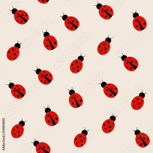 Cute ladybug, seamless pattern, background, vector illustration
