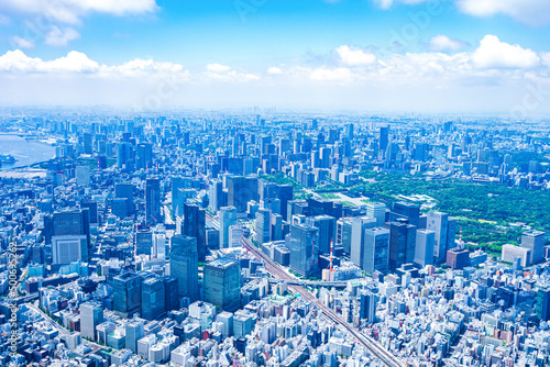 Fototapeta Naklejka Na Ścianę i Meble -  Tokyo city center aerial photo
