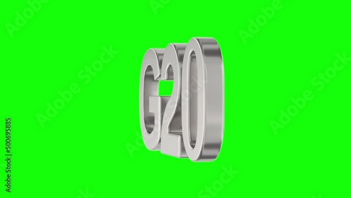G20 on green background. Isolated 3D render photo