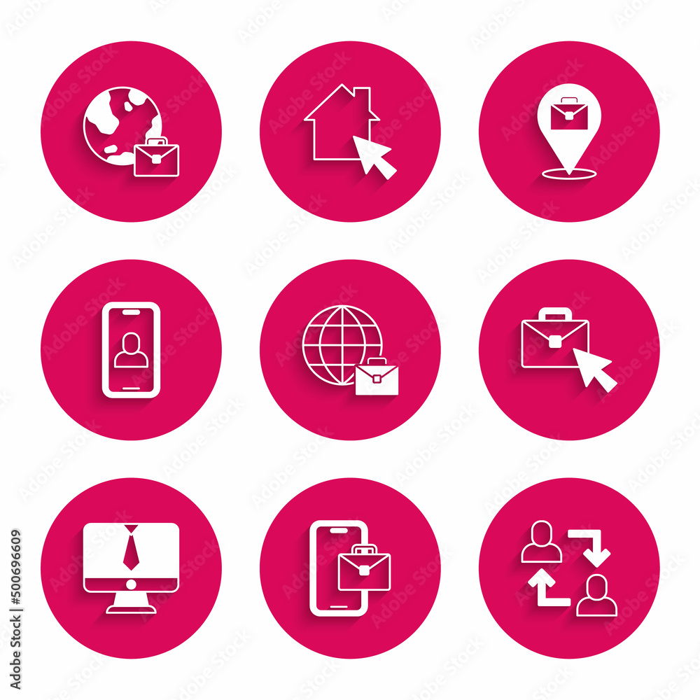 Set Online working, Freelancer, Project team base, Video chat conference, and icon. Vector Set Online working, Freelancer, Project team base, Video chat conference, and icon. Vector