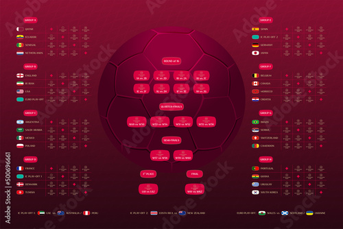 Match schedule final draw results table, vector illustration