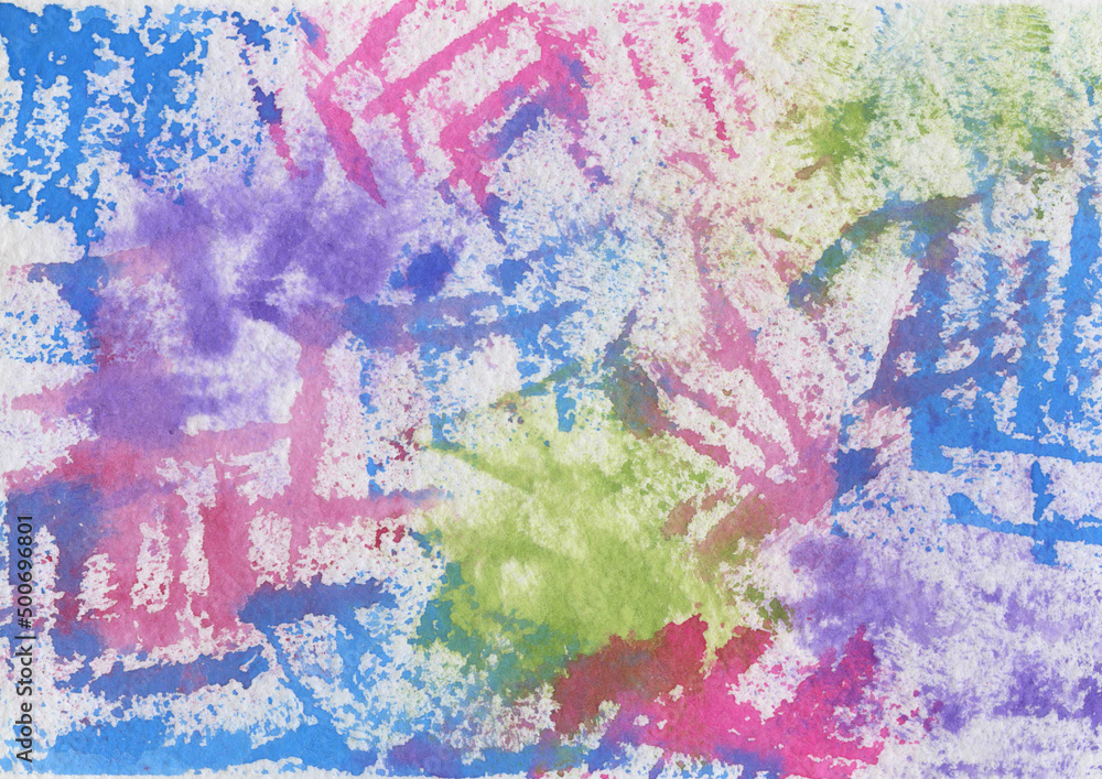 Watercolor abstract background. Blue, green, pink and violet Blot and Splash. Multicolor Backdrop