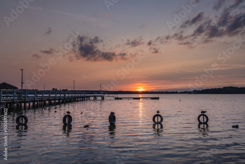 Fototapeta Naklejka Na Ścianę i Meble -  Evening view of Lake Narie in Kretowiny village, Warmia and Mazury region of Poland