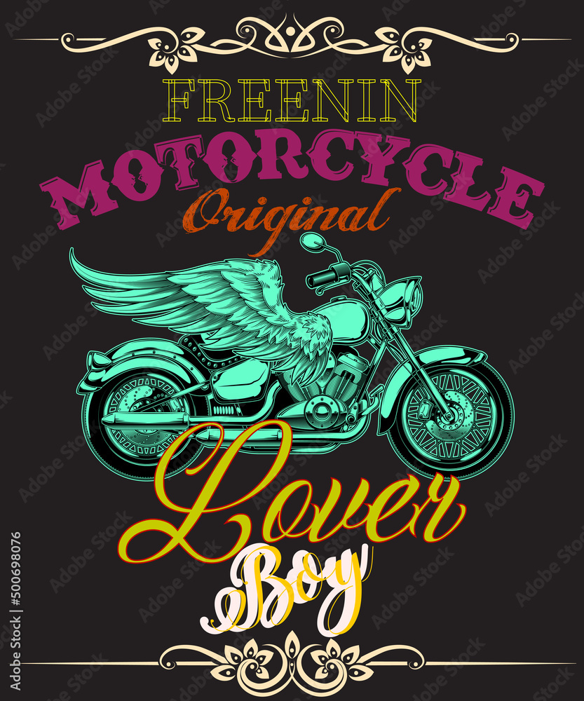 Motorcycle T-Shirt Design Template.