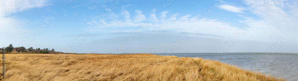 scenic beach and sea landscape at village Braderup in Sylt